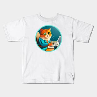 programmer cat beep boop coding Kids T-Shirt